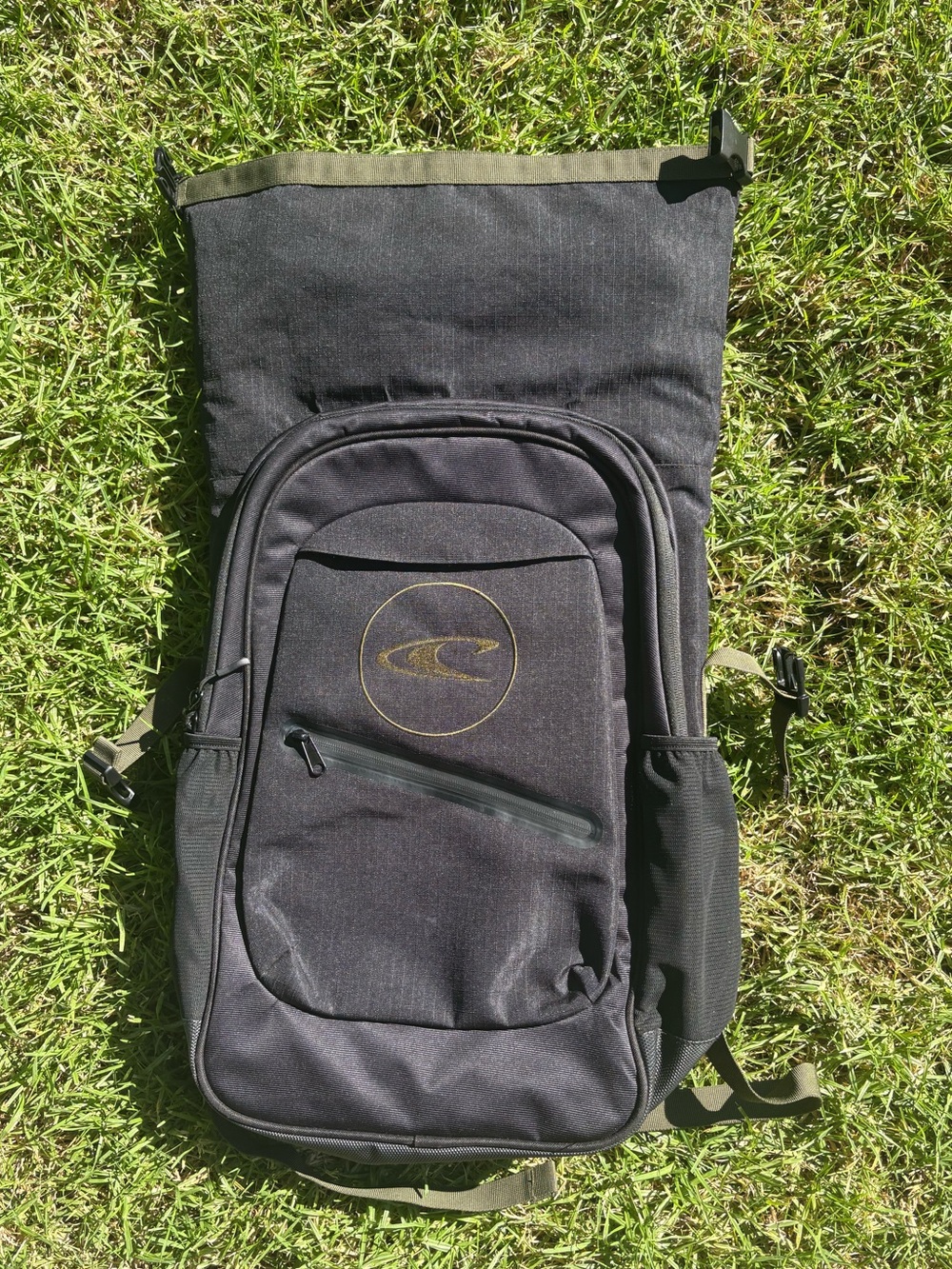 O’Neill Wet/Dry Surf Backpack Dry Bag Black Olive Expandable NWOT